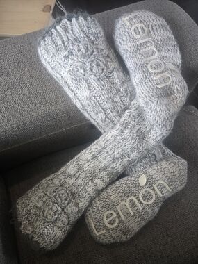 Lemon Cable Knit Golf Headcover Set in Heather Gray